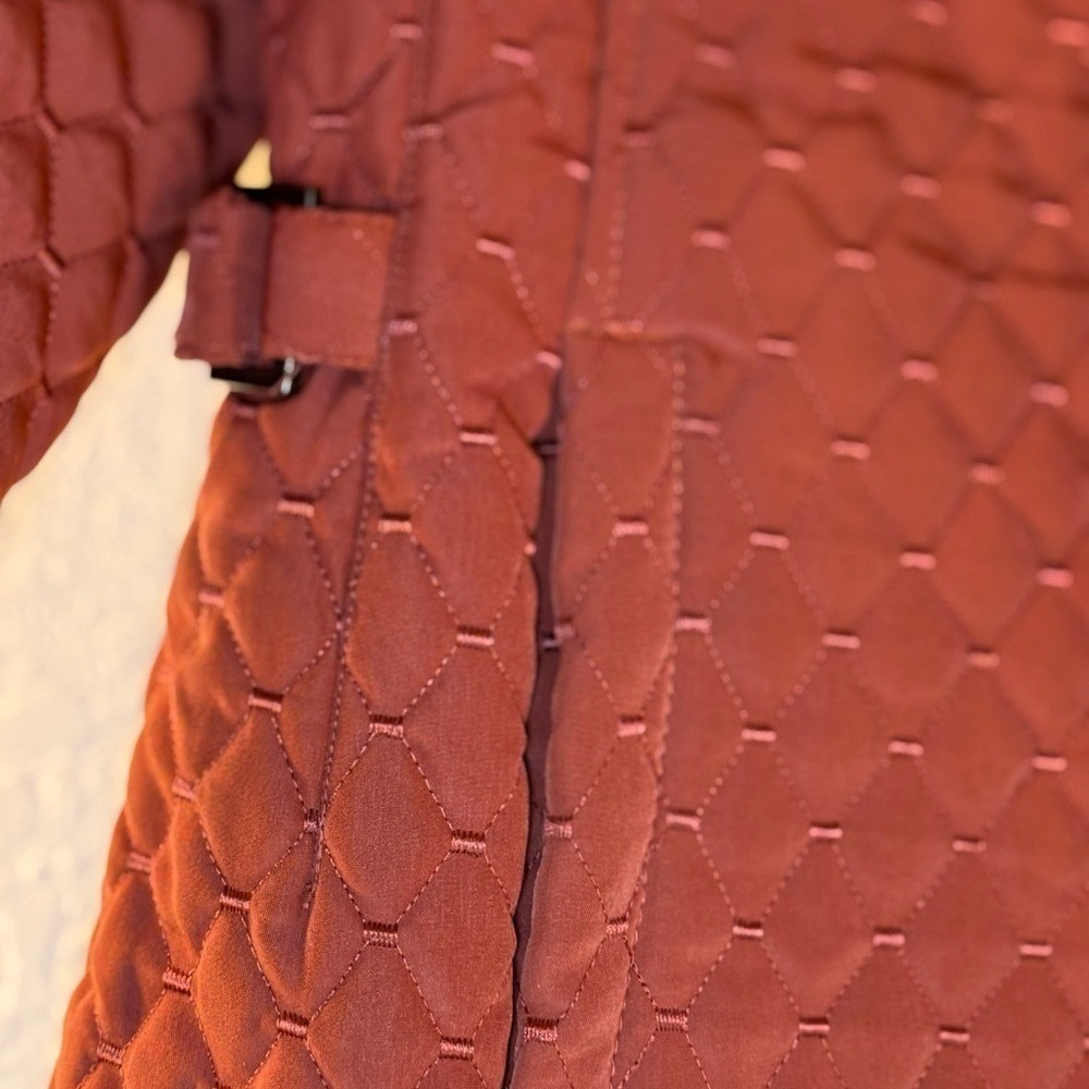 Giacca‎ Rust Quilted Diamond Stitch Lightweight Zip Jacket Side Buckles Large - Picture 5 of 13